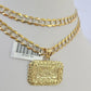 10k Solid Gold Cuban Curb Chain Last Supper Pendant 6mm 20"-30" SET Necklace