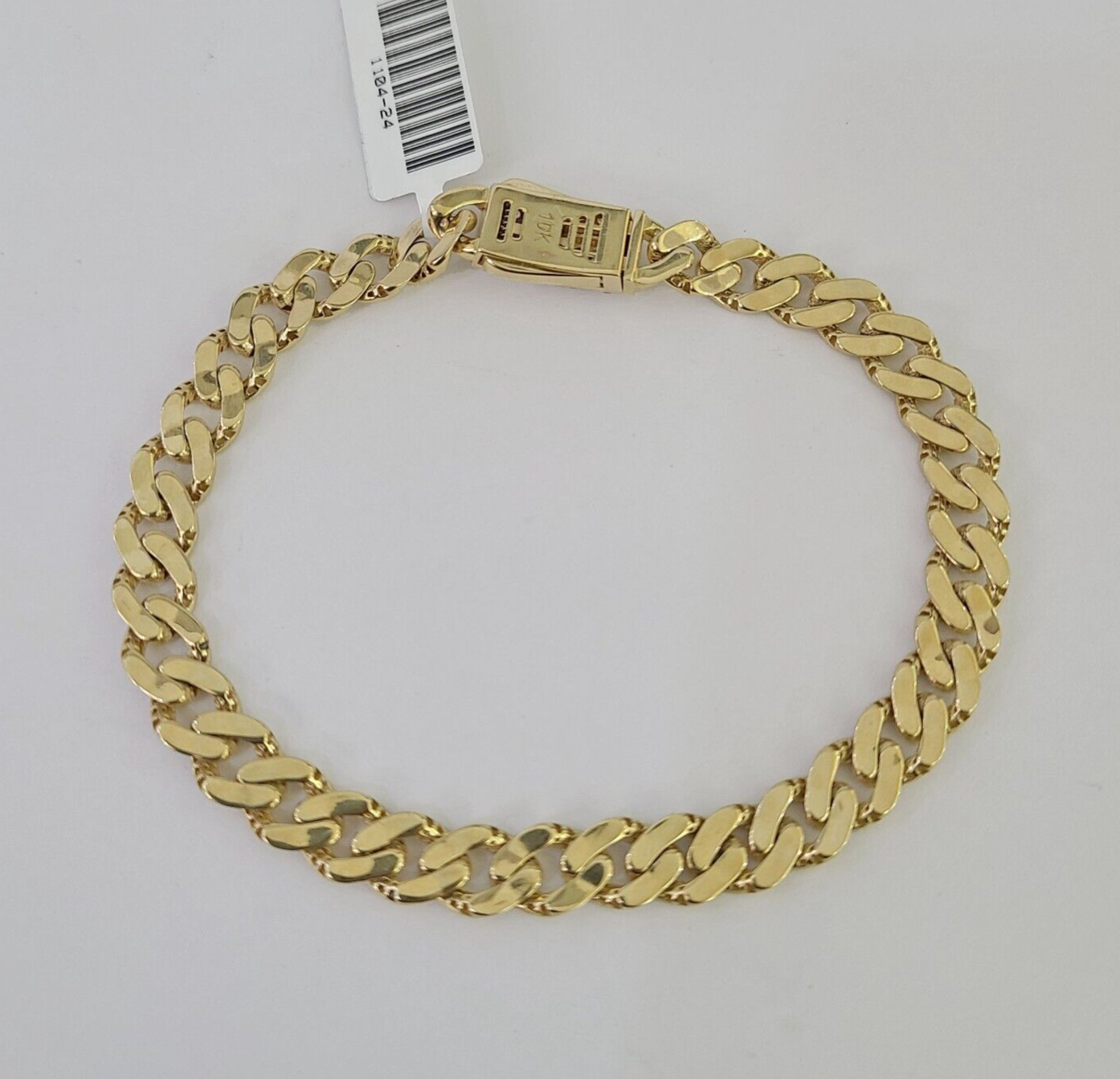 Real 10K Royal Monaco Bracelet Yellow Gold 8" Box Clasp 7mm Genuine Unisex