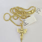 10K Franco Chain Praying Angel Pendant Charm Necklace 16"-24" 2mm Gold SET