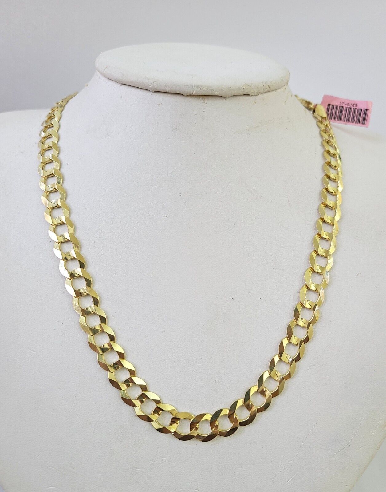 14k Solid Cuban Curb Link Chain 8mm 22 inch Yellow Gold Real Necklace