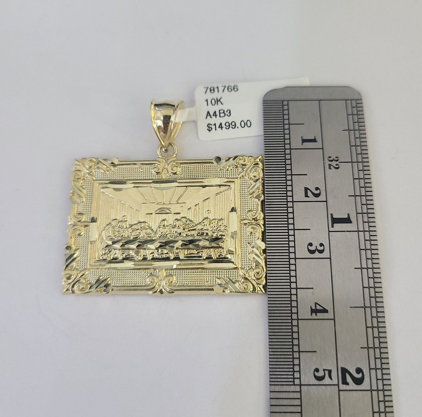 10k Last Supper Charm Pendant Yellow Gold Mens Womens 3" 2.5" 2" 1.5"