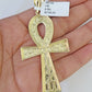 10K Franco Chain Ankh Cross Pendant Charm Necklace 20"-26" 3mm Gold