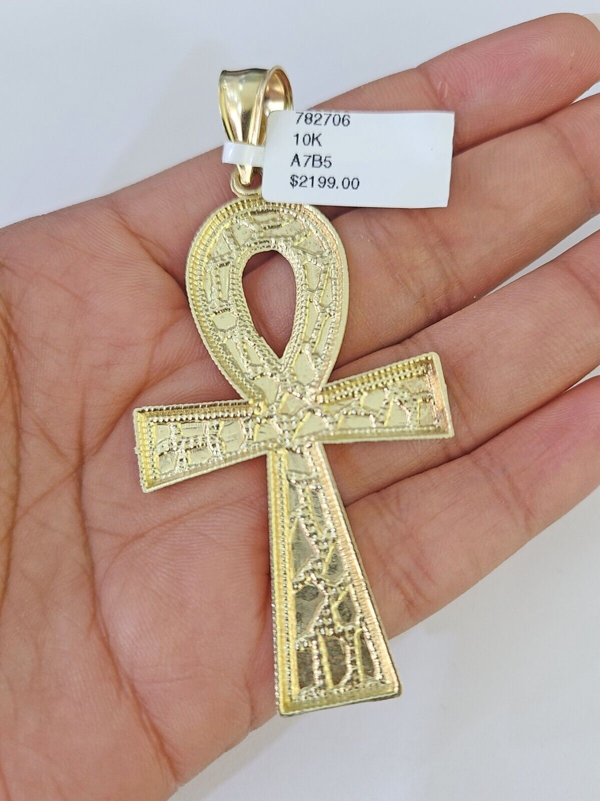 10K Franco Chain Ankh Cross Pendant Charm Necklace 20"-26" 3mm Gold