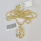 10K Franco Chain Jesus Head Pendant Charm Necklace 16"-24" 2mm Gold SET Yellow