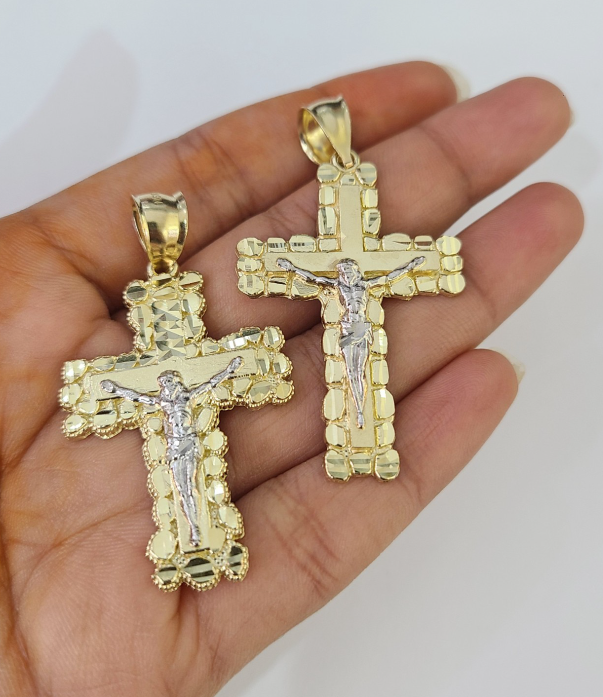 Real 10K Jesus Cross Pendant Crucifix Yellow Gold Charm Genuine 10kt