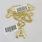 10k Gold Initial A Charm Rope Chain 16"-26" 2.5mm SET Necklace Alphabet Pendant
