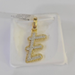 10k Yellow Gold Diamond E Charm Pendant Initial Alphabet Letter Real Genuine