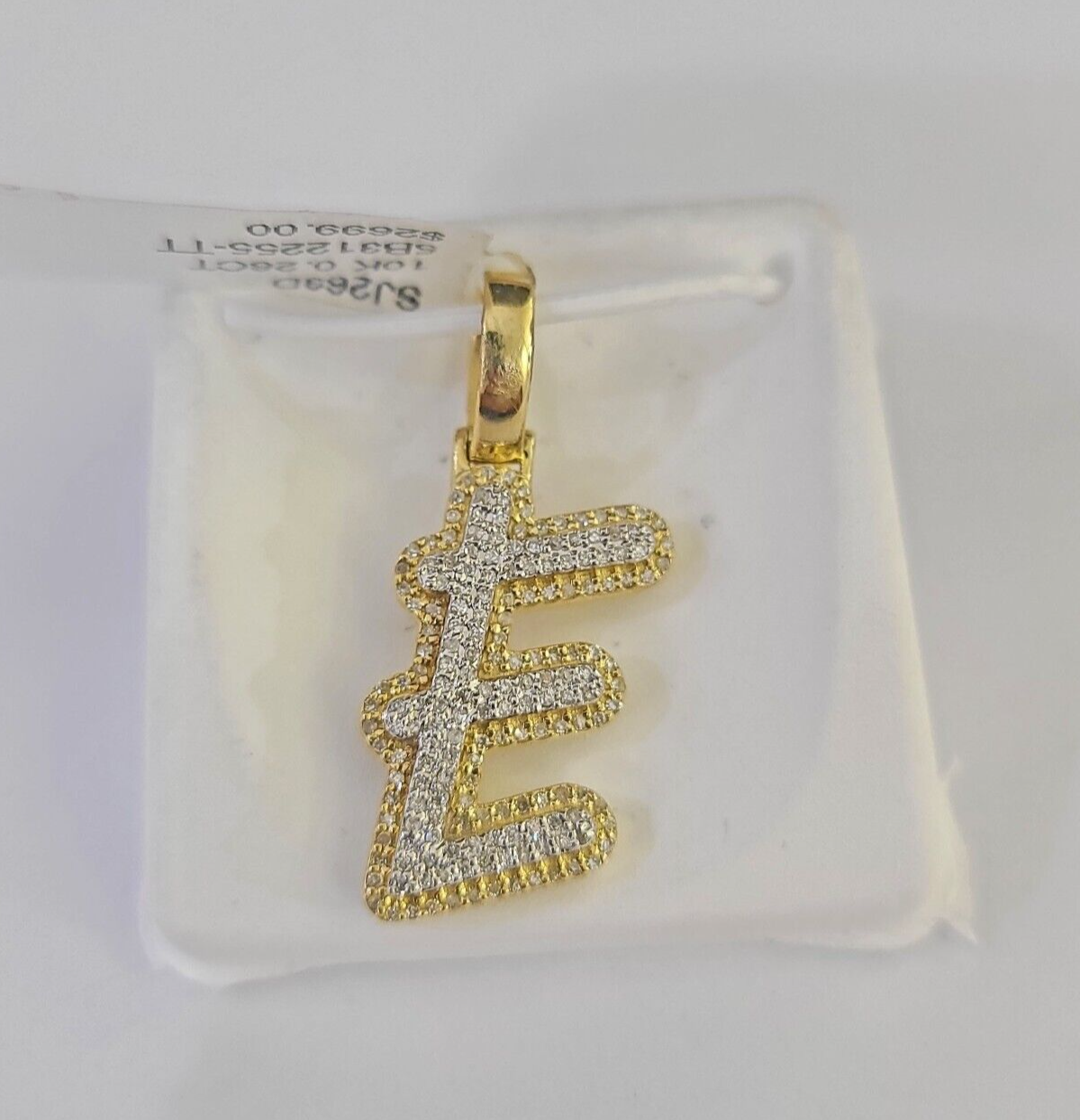 10k Yellow Gold Diamond E Charm Pendant Initial Alphabet Letter Real Genuine