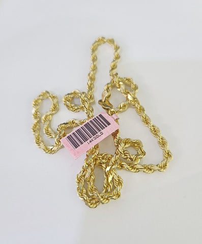 14k Real Solid Rope Chain Yellow Gold 4mm 18"-26" Inch Men Women Genuine