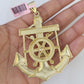 14k Figaro Chain Jesus Anchor Charm Pendant Gold 7mm 20-30 inch SET Necklace