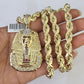 Real 10k Rope Chain Pharaoh Charm Set 8mm 20"-30" Inch Necklace Yellow Gold