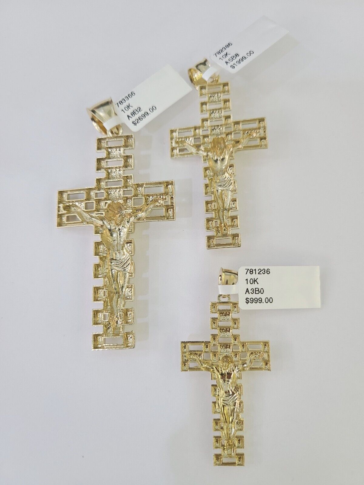 10k Jesus Cross Crucifix Charm Pendant Yellow Gold Men Women 3" 2.25" 2" Real