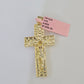 Real 10k Yellow Gold Chain Cross Charm Set Miami Cuban Link 4mm Necklace Pendant