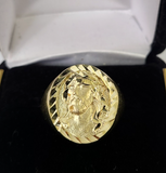 10k Jesus Head Ring Yellow Gold Men Real Genuine