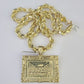 Real 10k Rope Chain Last Supper Charm Set 8mm 20"-30" Inch Necklace Gold