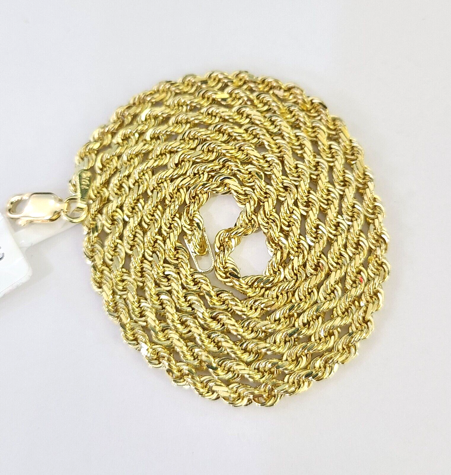 10k Solid Real Rope Chain Necklace 4mm 18"-30" Yellow Gold Men Women Genuine