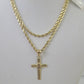 10k Rope Chain Jesus Cross Pendant 18"-26" Set Charm Necklace Yellow Gold