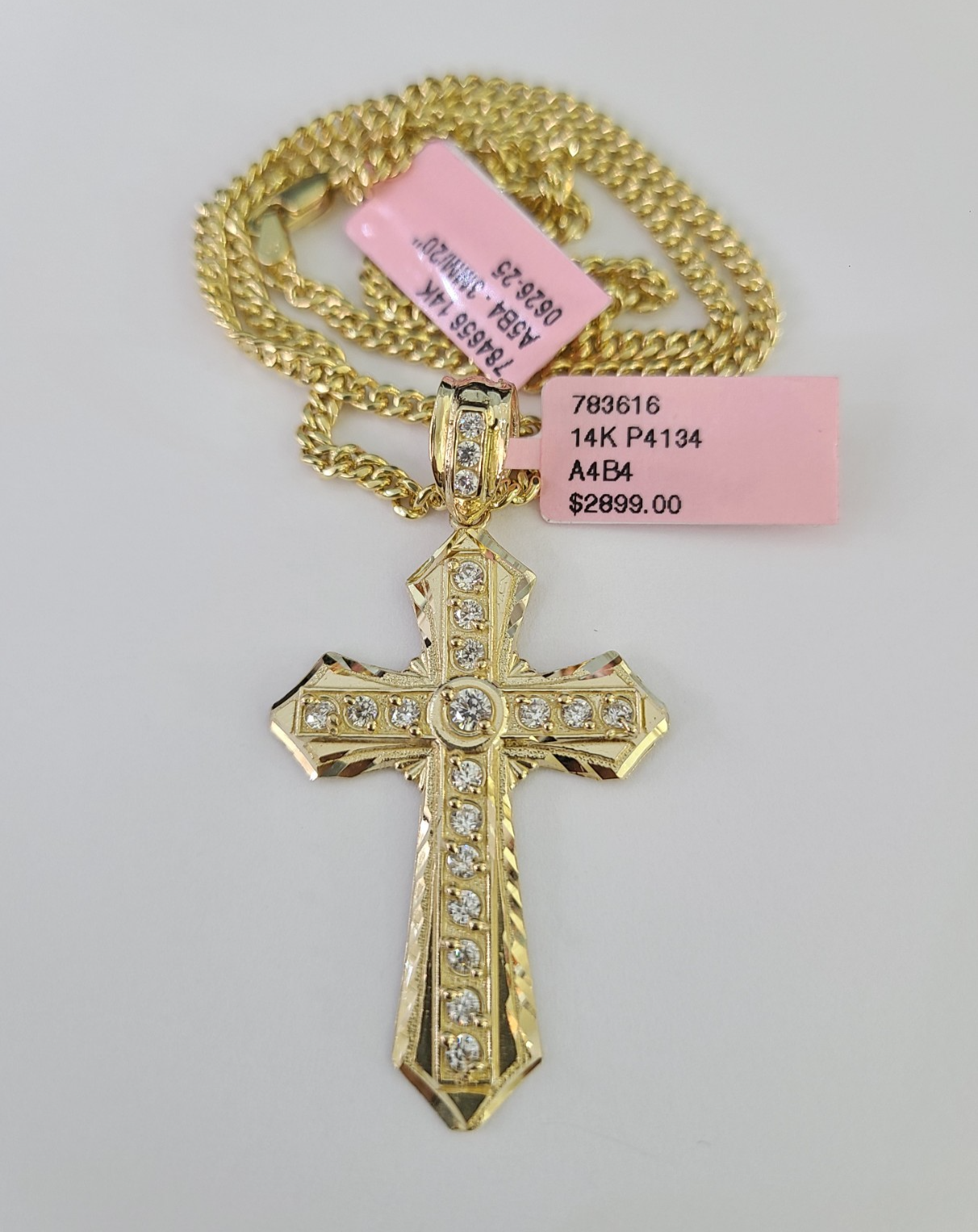 14k Miami Cuban Chain Jesus Cross Charm Pendant 3mm 18"24" inch SET Necklace