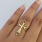 Real 14k Jesus Cross Hearts Ring Band Casual Wedding Engagement Yellow Gold