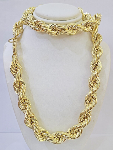 Real 10k yellow Gold Rope chain Necklace 12mm 20" - 30 Inch Mens 10kt DISCOUNT