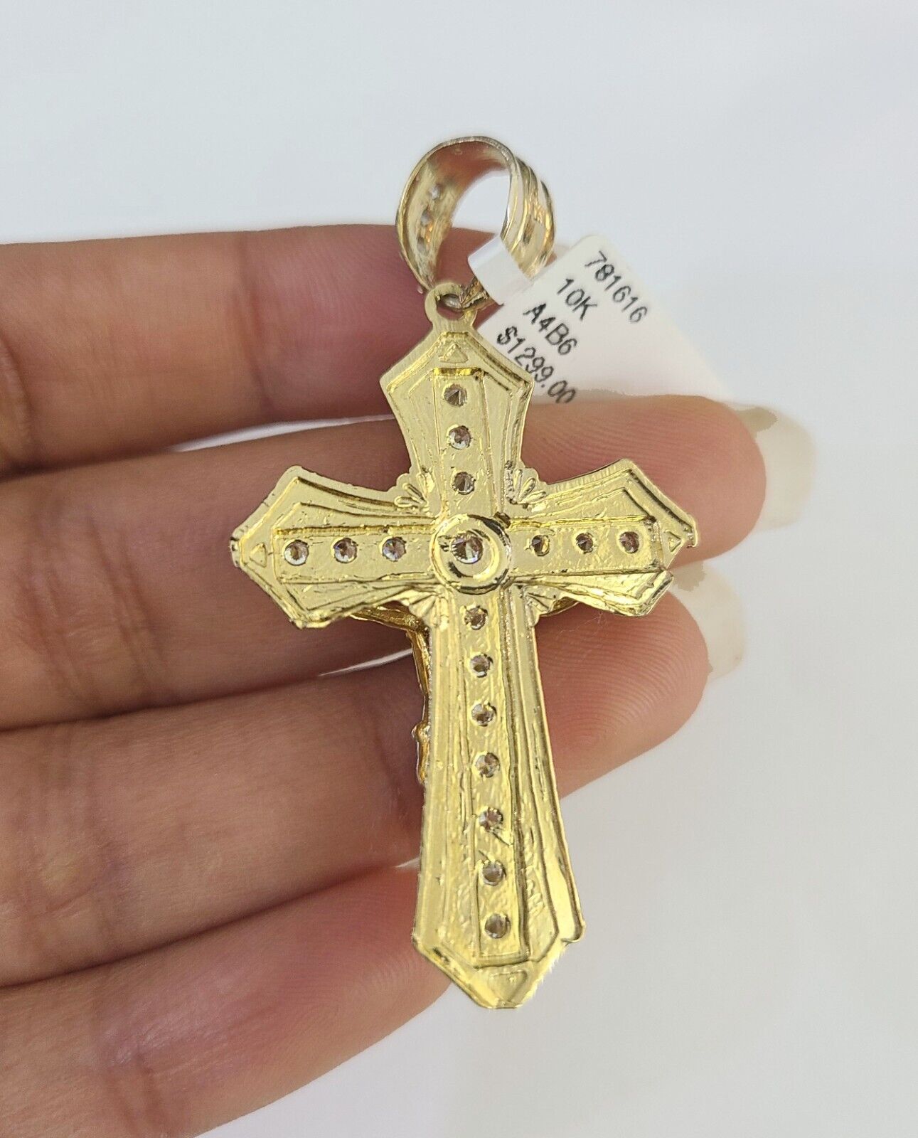 10k Solid Rope Chain Jesus Cross Charm Set 4mm 18"-30" Necklace Gold Pendant