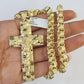 10k Gold Byzantine Necklace Jesus Cross Charm 20-30 inches 6mm SET Chain Pendant