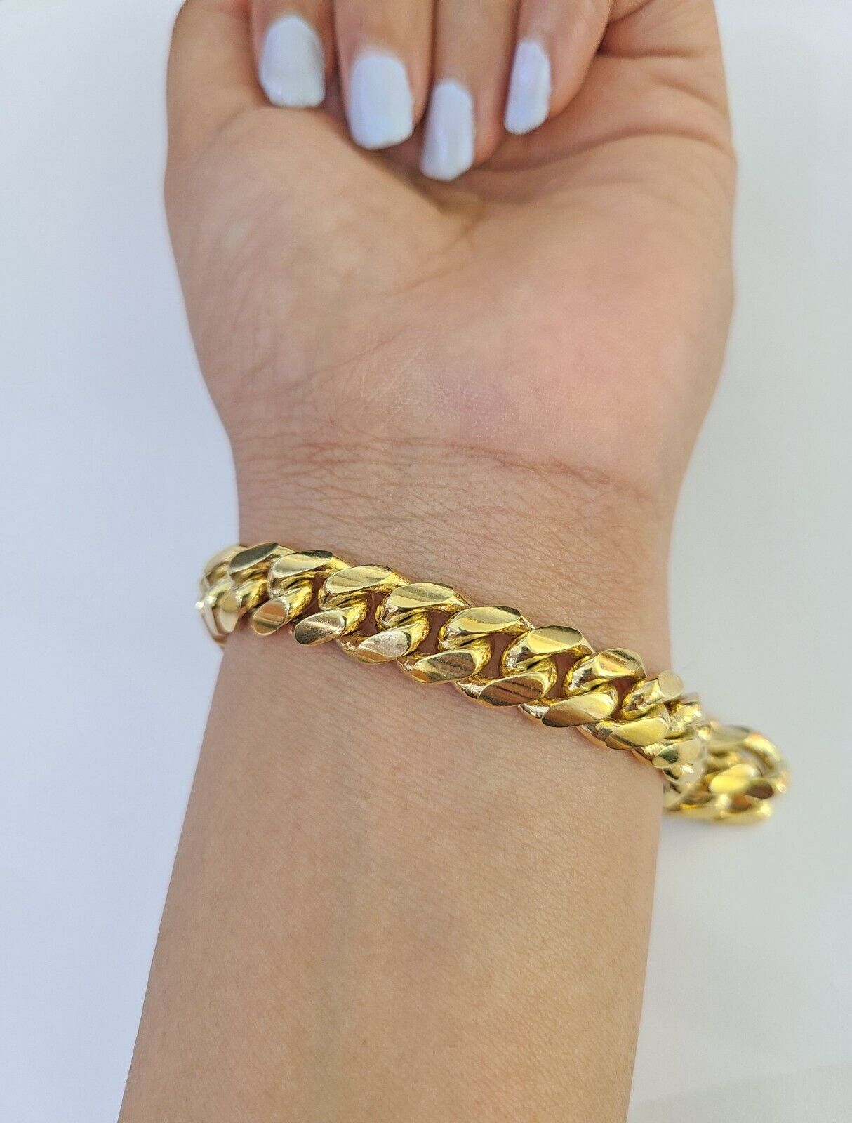 Real 14k Solid Miami Cuban Link Bracelet Gold 10mm 8.5" Box Lock 14kt Yellow