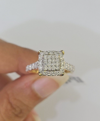 Real 10k Diamond Ladies Ring Yellow Gold Bridal Women Engagement Wedding