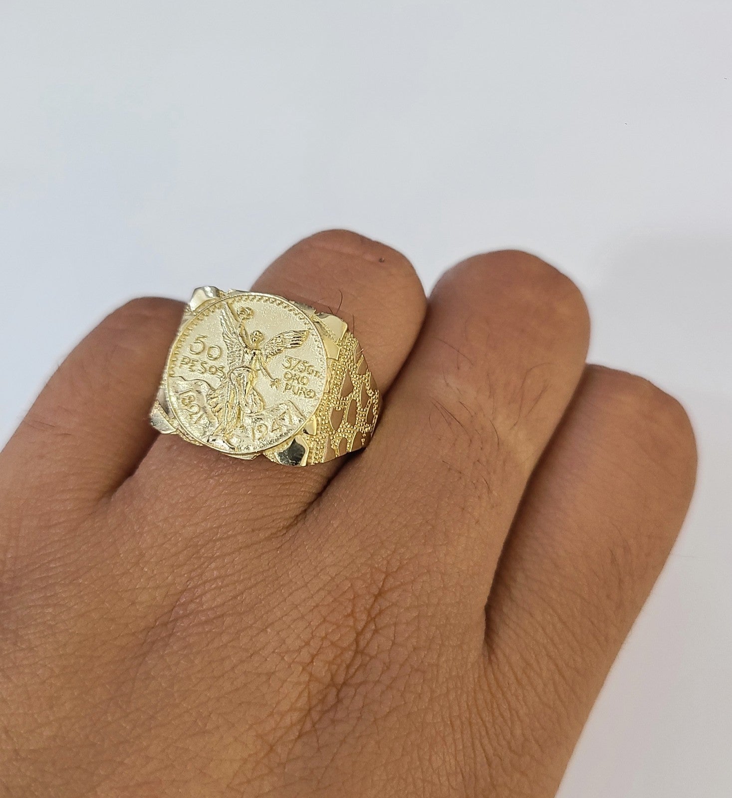 10k 50 Pesos Coin Centenario Ring Yellow Gold Men Real
