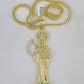 10K Franco Chain Saint Reaper Pendant Charm Necklace 20"-26" 5mm Gold SET Yellow