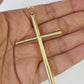 10k Miami Cuban Chain Jesus Cross Charm Set 4mm 18"-28" Necklace Yellow Gold