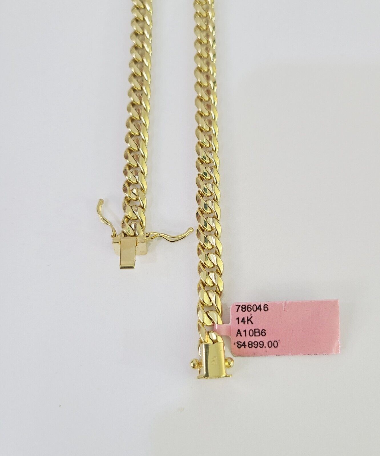 Real 14K Miami Cuban Link Chain Necklace Yellow Gold 22 inch 6mm Mens Hollow