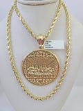 10k Solid Rope Chain Last Supper Charm Set 4mm 20"-28" Necklace Gold Yellow