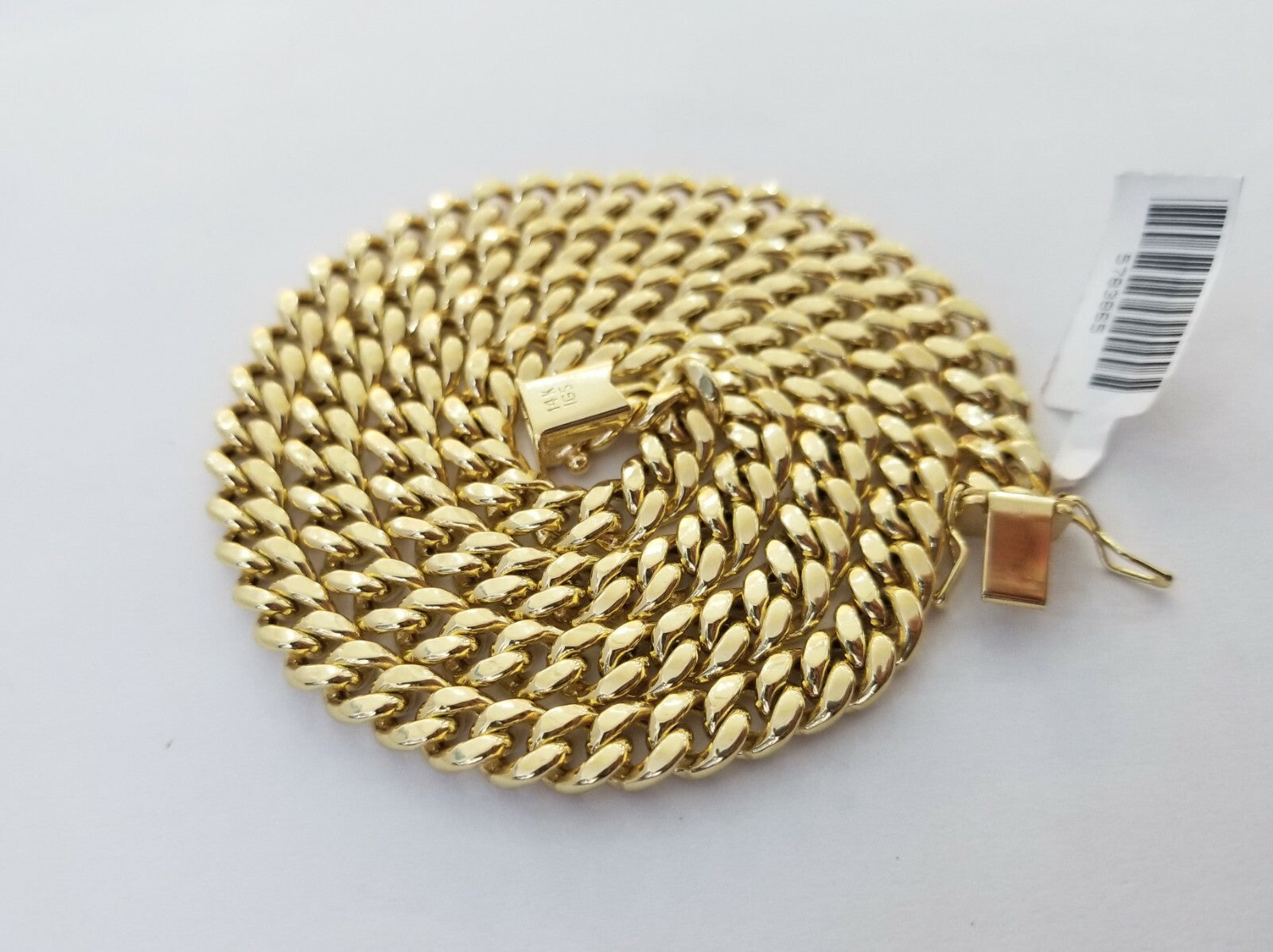 Real 14K Yellow Gold Miami Cuban Link Chain Necklace 7mm 16" 14kt Gold Box Lock