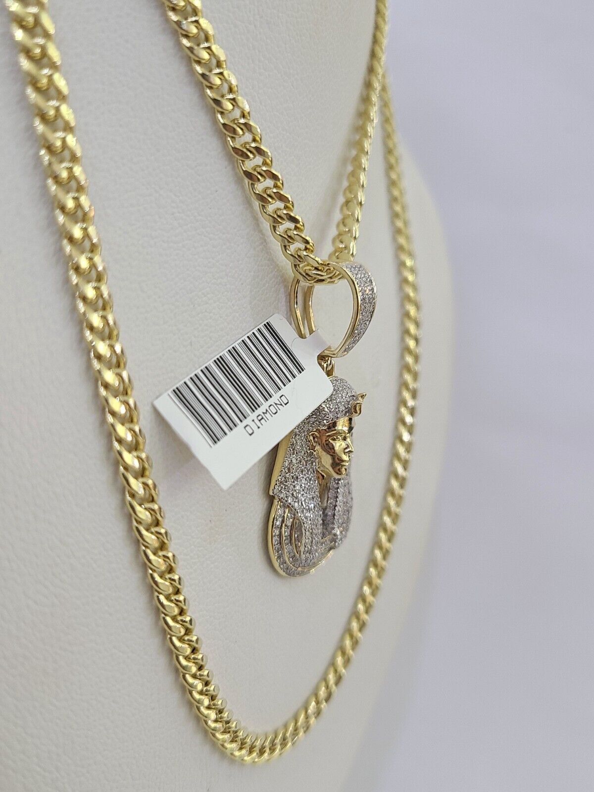 10k Miami Cuban Chain Pharaoh Charm Set 4.5mm 20"-28" Necklace Pendant Gold