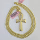 Real 14k Chain Cross Charm Set Miami Cuban Link 5mm 18"-30" Necklace Pendant