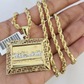 10k Solid Rope Chain 4mm Last Supper Pendant Charm Necklace SET 20-28 in