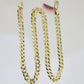 14k Solid Cuban Curb Link Chain 8mm 22 inch Yellow Gold Real Necklace