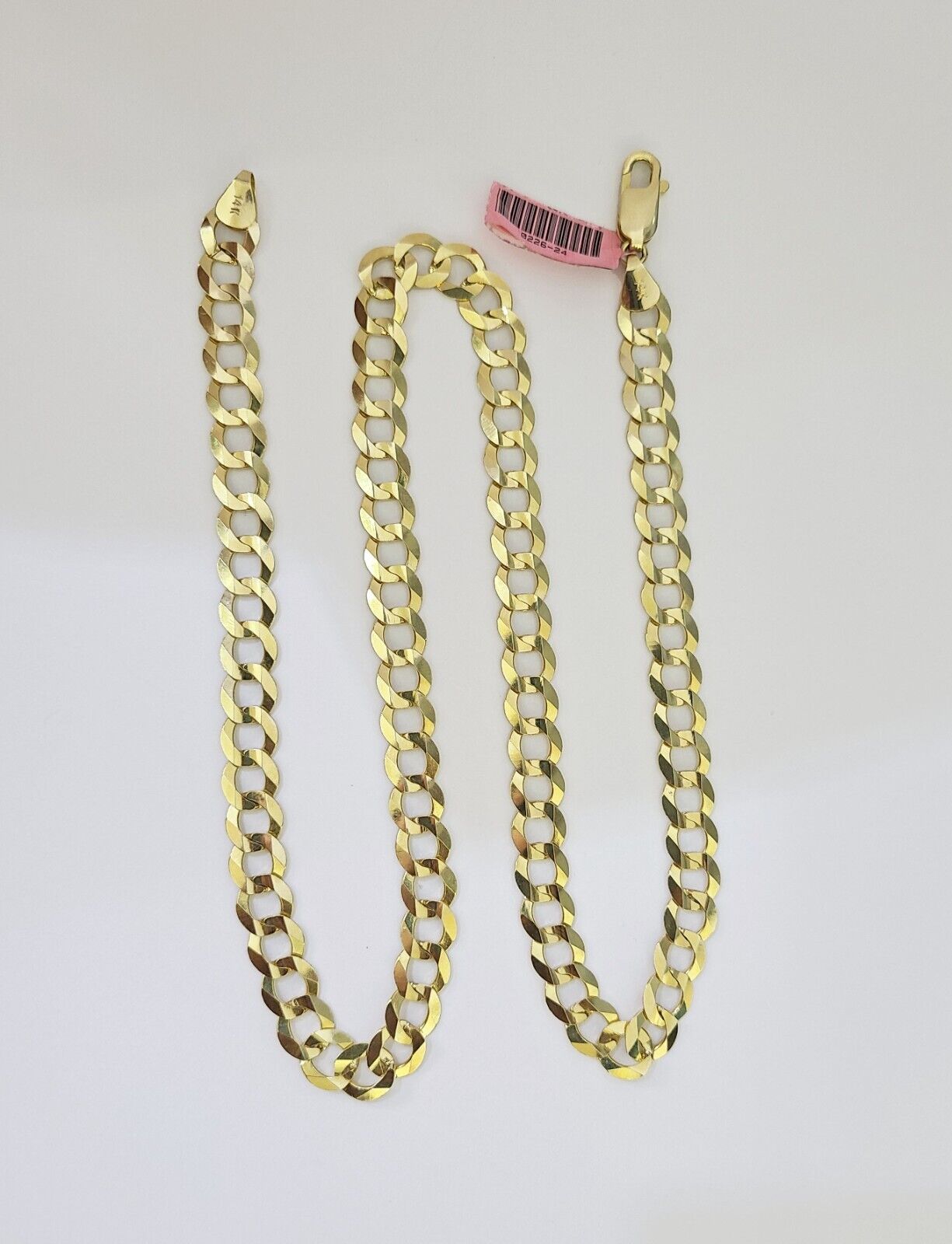 14k Solid Cuban Curb Link Chain 8mm 22 inch Yellow Gold Real Necklace