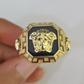 Real 10k Ring Medusa Head Fancy Black Design Yellow Gold Men Casual 10kt