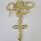 Real 10k Rope Chain Jesus Cross Charm Set 8mm 20"-30" Inch Necklace Yellow Gold