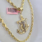 Real 14k Rope Chain Jesus Anchor Charm Set 6mm 18"-28" Necklace Yellow Gold