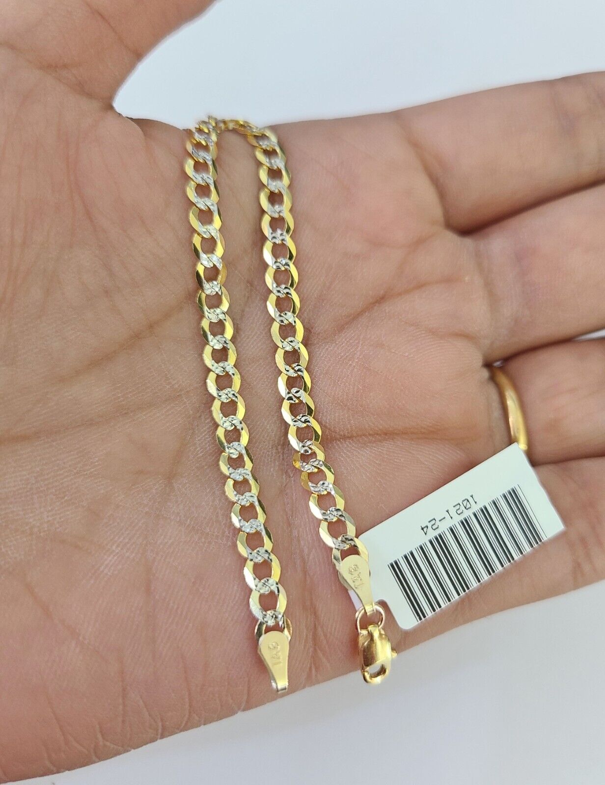 Real 10K Solid Cuban Curb Link Bracelet Yellow Gold Diamond Cuts 3.5mm 6" Kids