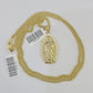 10K Gold Miami Cuban Chain Virgin Mary Charm 20"-28" 3mm REAL Pendant