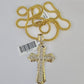 10K Gold Franco Chain Jesus Cross Charm Pendant 20-26 inches 2.5mm REAL Yellow