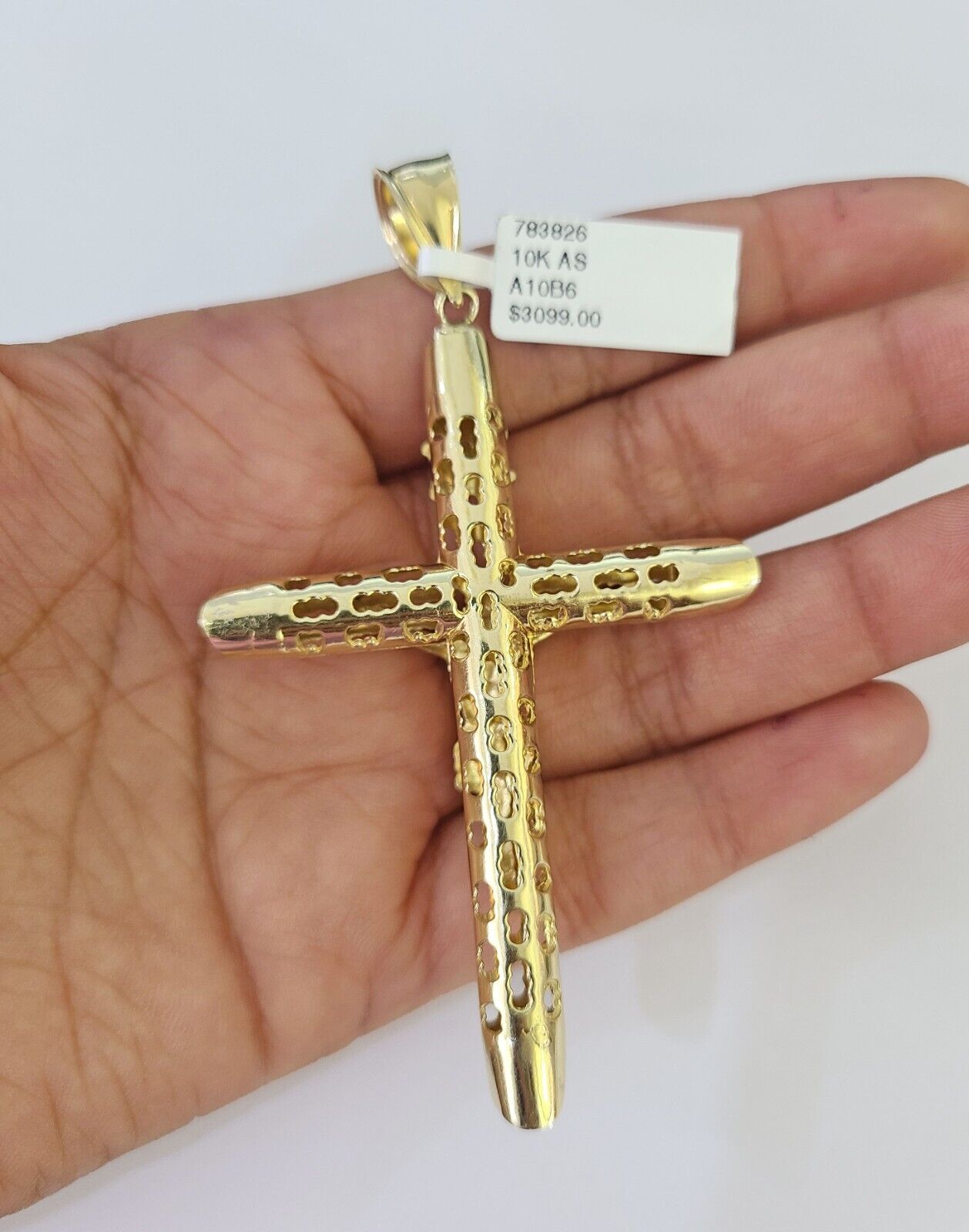 10K Franco Chain Jesus INRI Cross Pendant Charm Necklace 20"-28" 4mm Gold Yellow