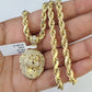 Real 10k Rope Chain RoaringLion Charm Necklace Pendant Set 5mm 20"-30" Inch Gold