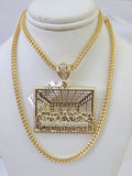 10K Franco Chain Last Supper Pendant Charm Necklace 20"-26" 3mm Gold Yellow