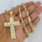 10k Milano Rope Chain Jesus Cross Charm Necklace SET 5mm 18"-28" Pendant