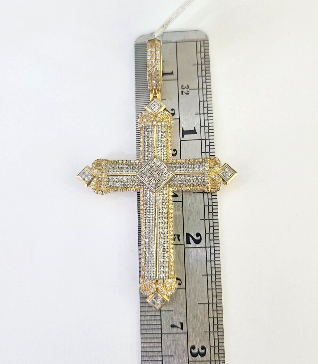 10k Diamond Jesus Cross Charm Yellow Gold Pendant Genuine Real 10kt